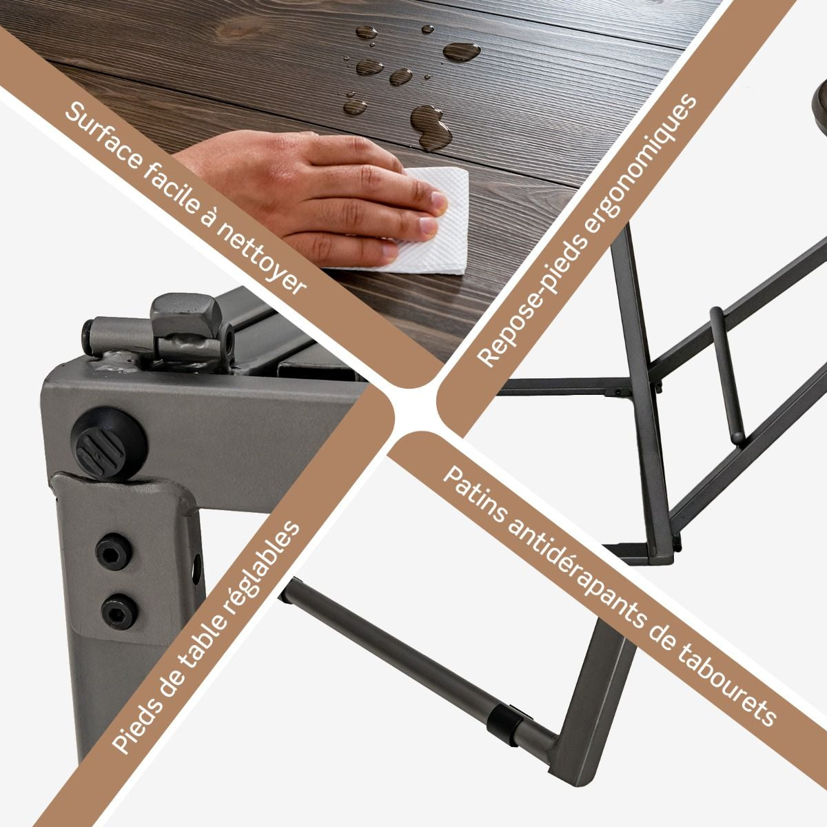 Table Haute Cuisine Avec Tabouret Table Bar Industrielle Pliable Mange Debout 2 Personnes Compact Pour Cuisine Salle À Manger Salon Bistro Gris