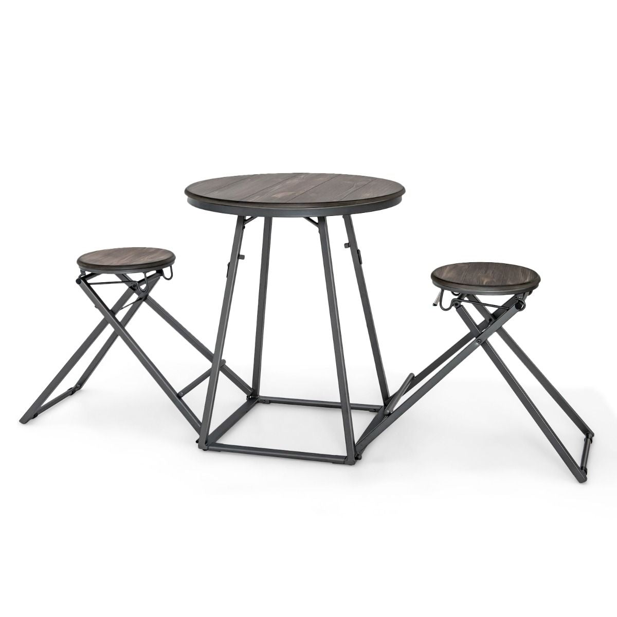 Table Haute Cuisine Avec Tabouret Table Bar Industrielle Pliable Mange Debout 2 Personnes Compact Pour Cuisine Salle À Manger Salon Bistro Gris